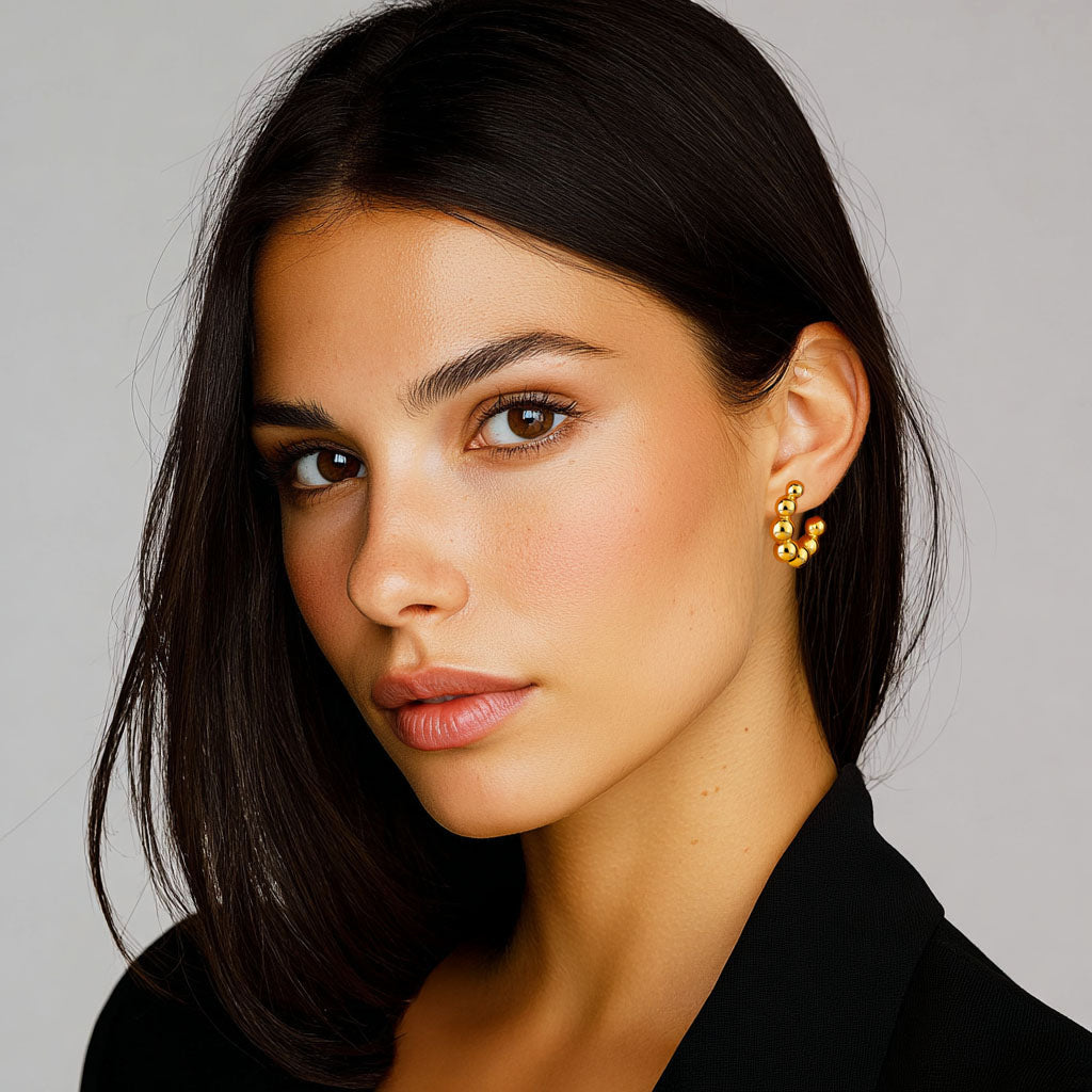 Boucles d'Oreilles Ornella - Créoles acier inoxydable - Couleur or
