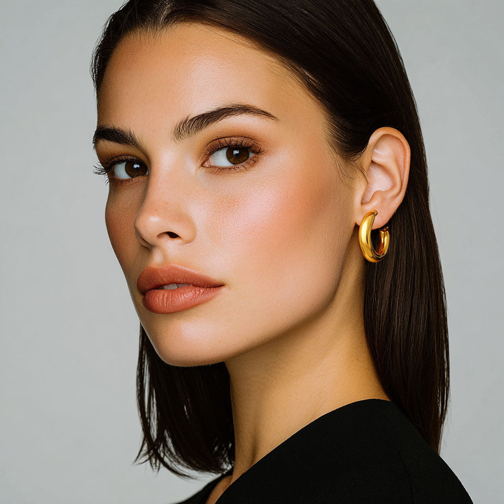 Boucles d'Oreilles Sophie - Créoles acier inoxydable - Couleur or