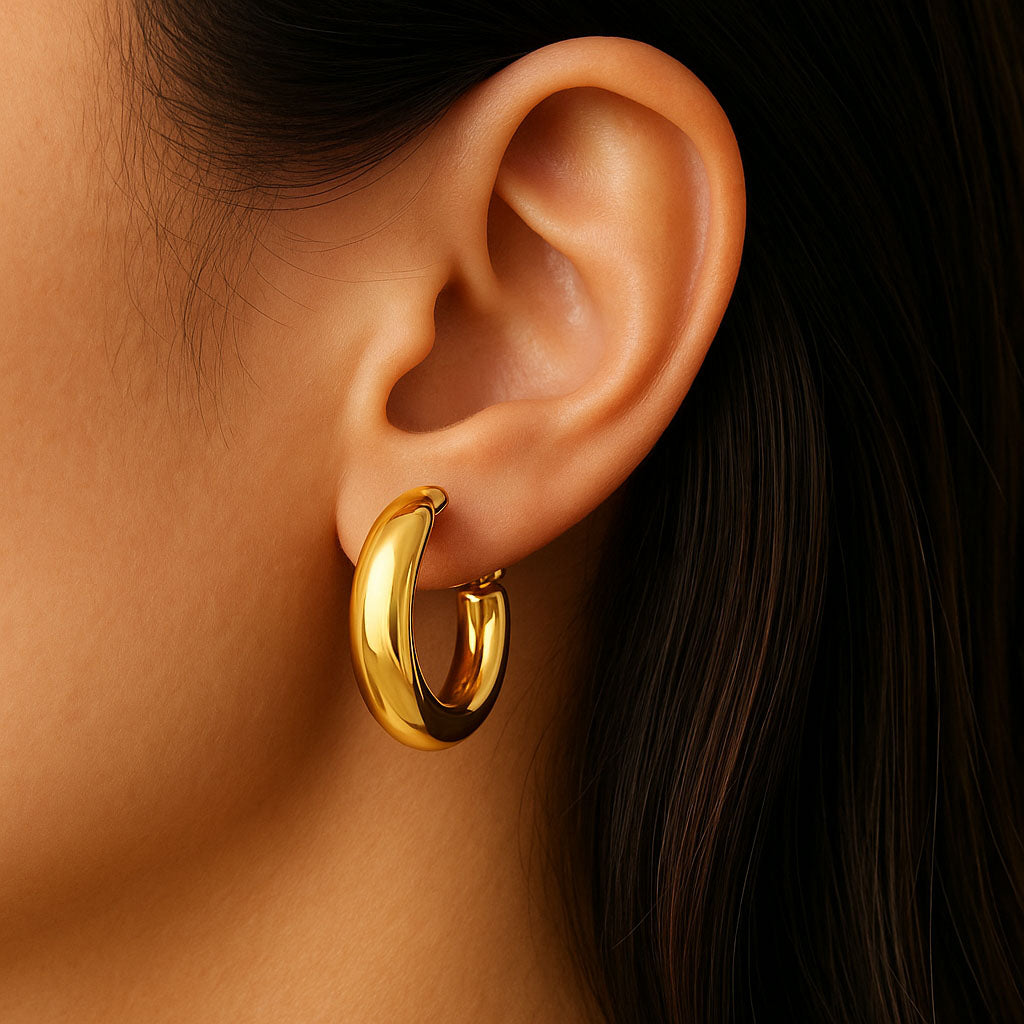 Boucles d'Oreilles Sophie - Créoles acier inoxydable - Couleur or