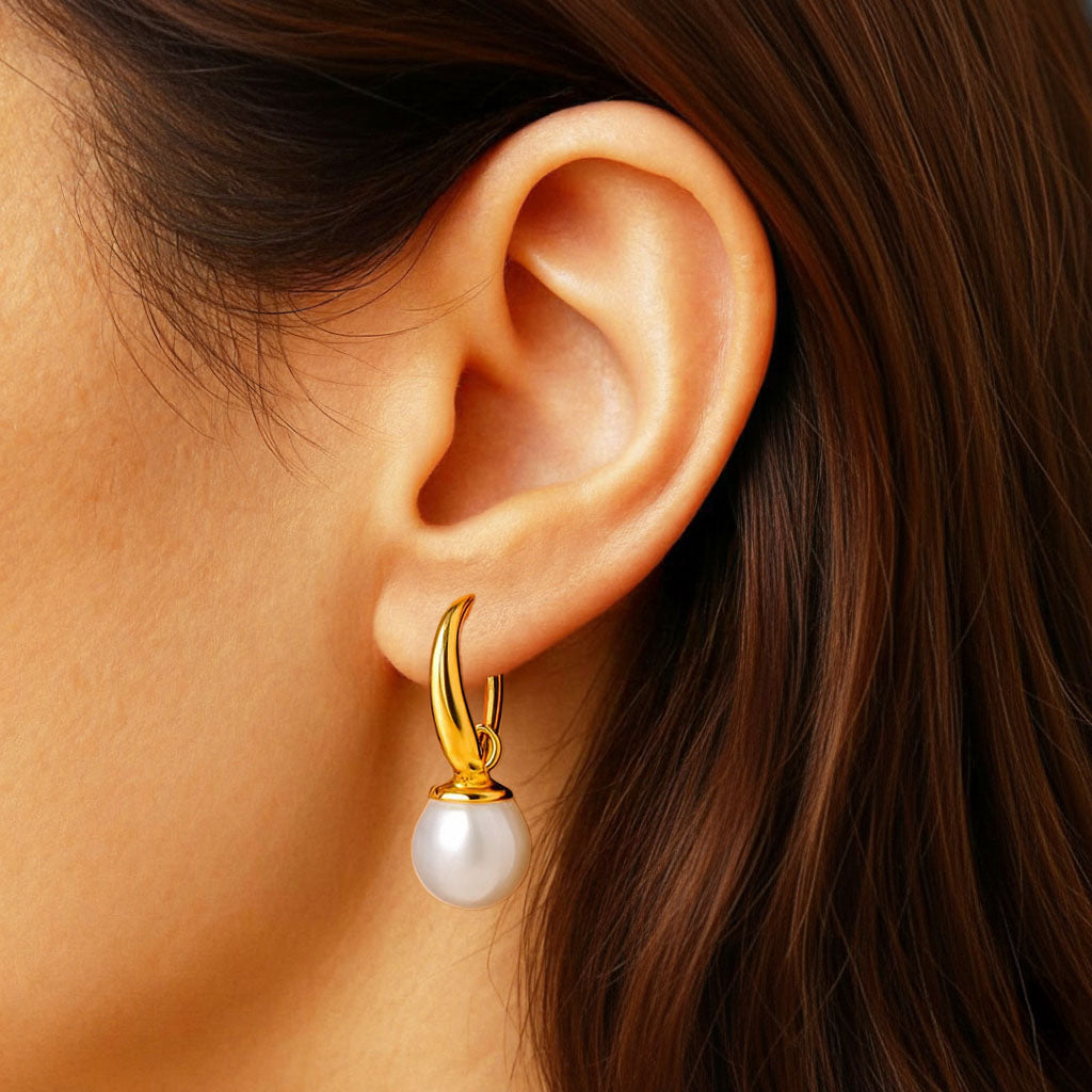 Boucles d'Oreilles Teresa - Créoles acier inoxydable - Couleur or