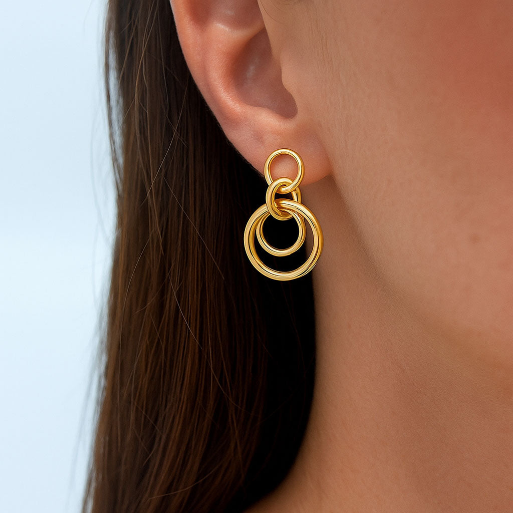Boucles d'Oreilles Romane - Créoles acier inoxydable - Couleur or