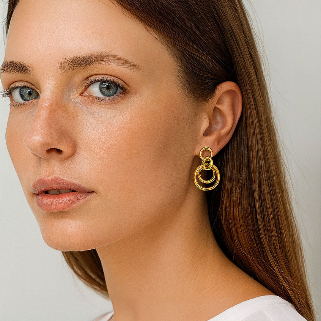 Boucles d'Oreilles Romane - Créoles acier inoxydable - Couleur or