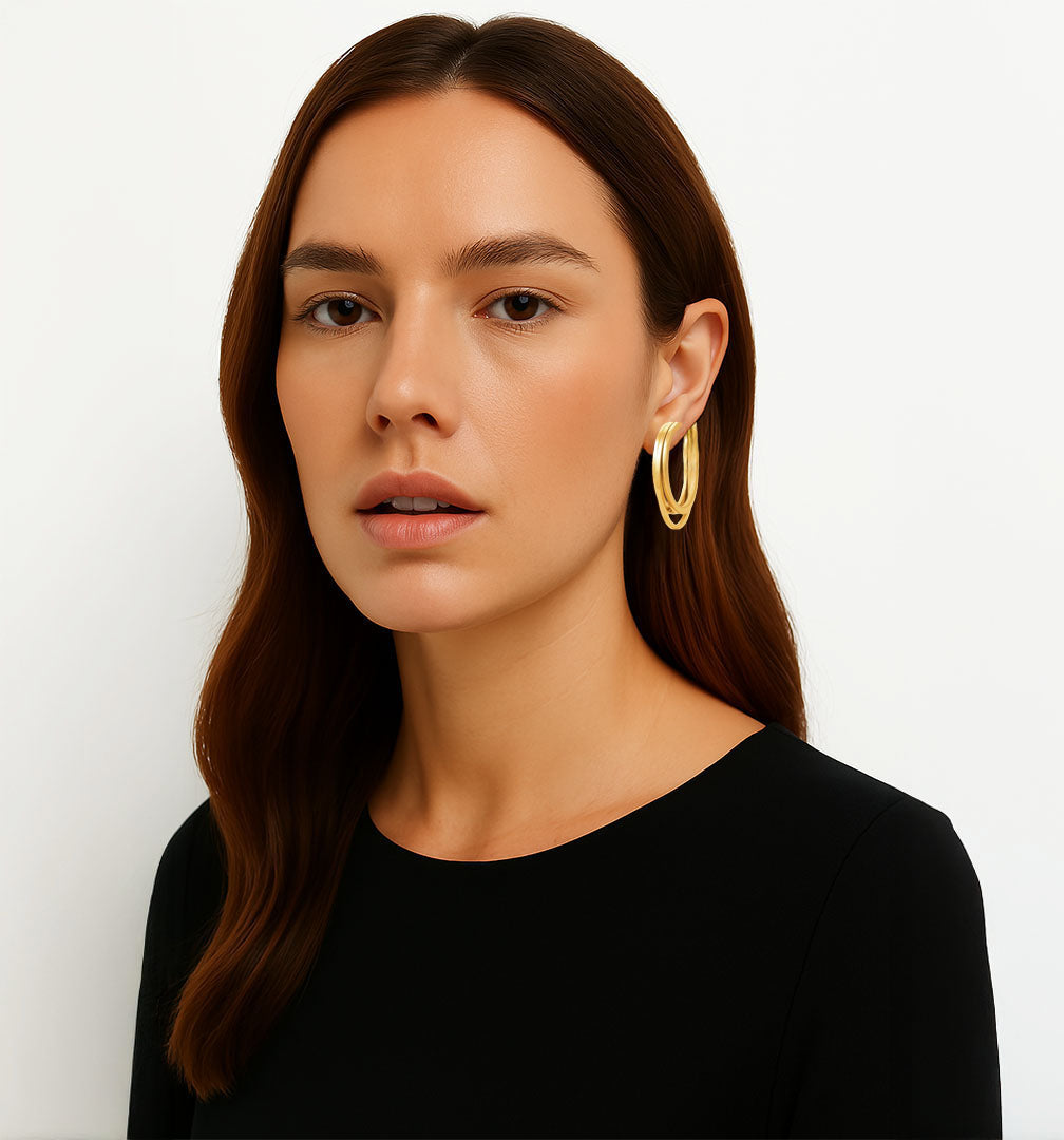 Boucles d'Oreilles Romy - Créoles acier inoxydable - Couleur or