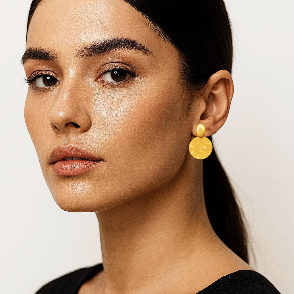 Boucles d'Oreilles Solar Circle - Acier inoxydable - Couleur or