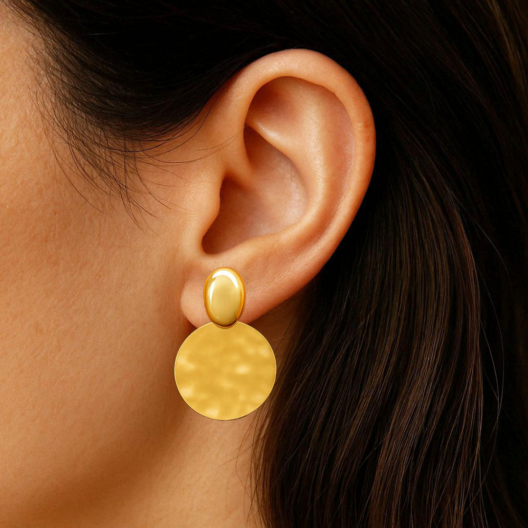 Boucles d'Oreilles Solar Circle - Acier inoxydable - Couleur or
