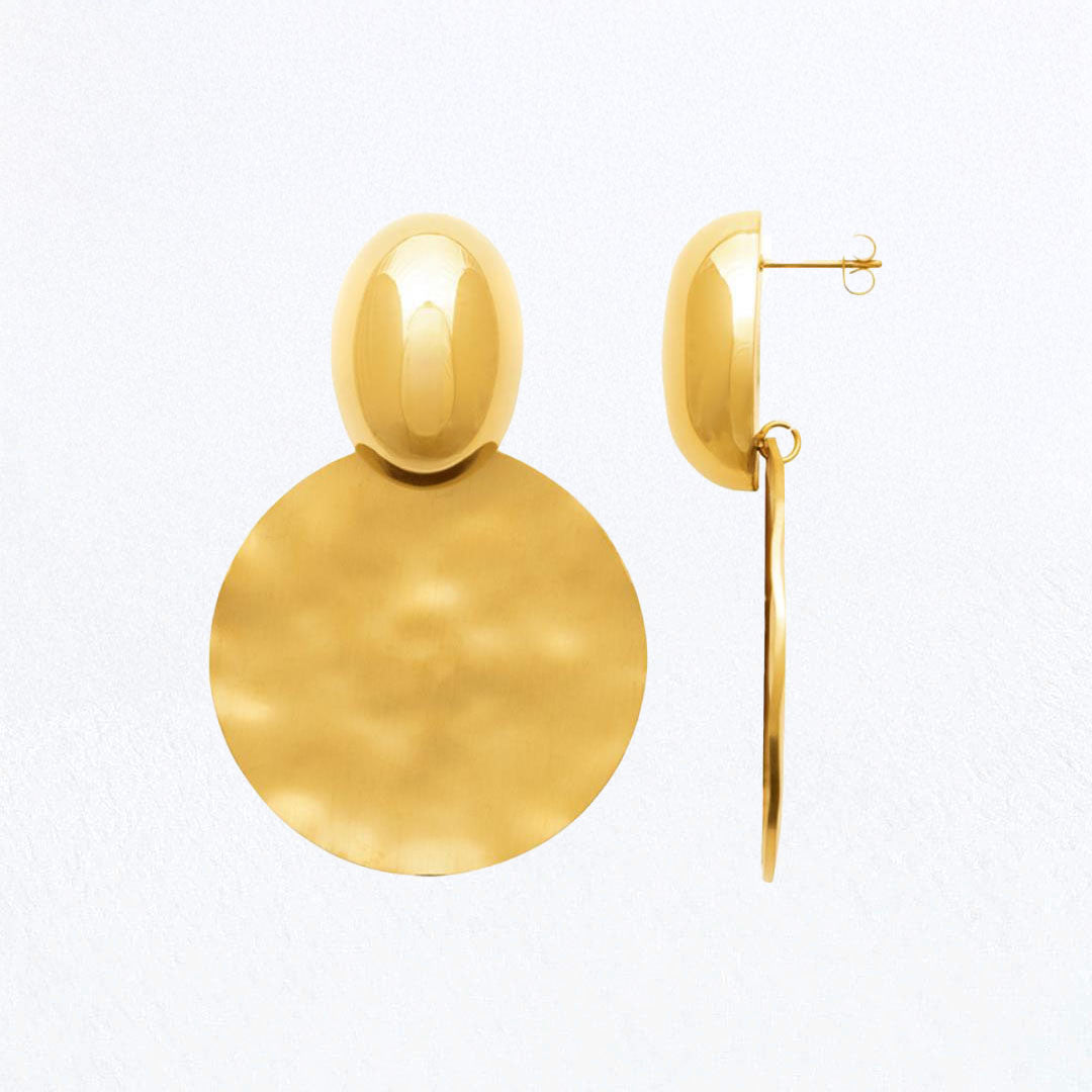 Boucles d'Oreilles Solar Circle - Acier inoxydable - Couleur or