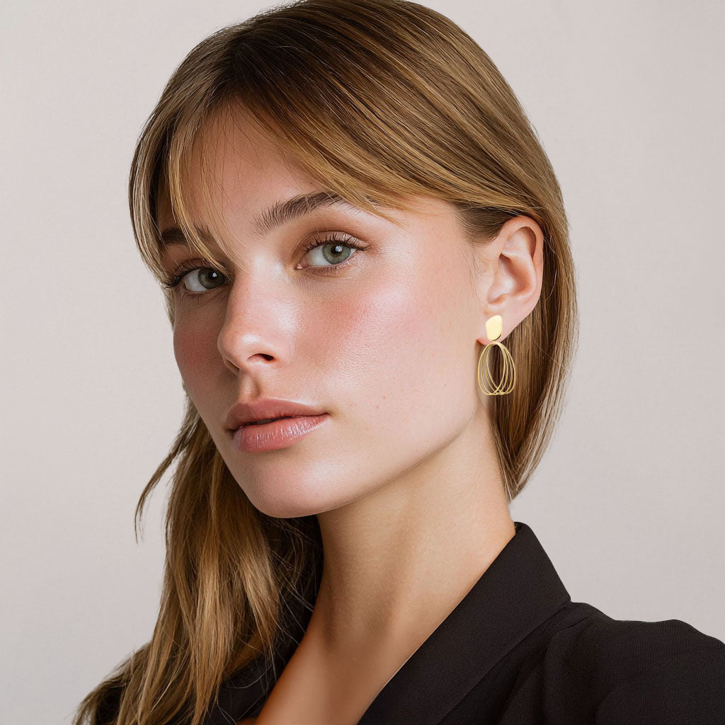 Boucles d'Oreilles Thalya - Acier inoxydable - Couleur or