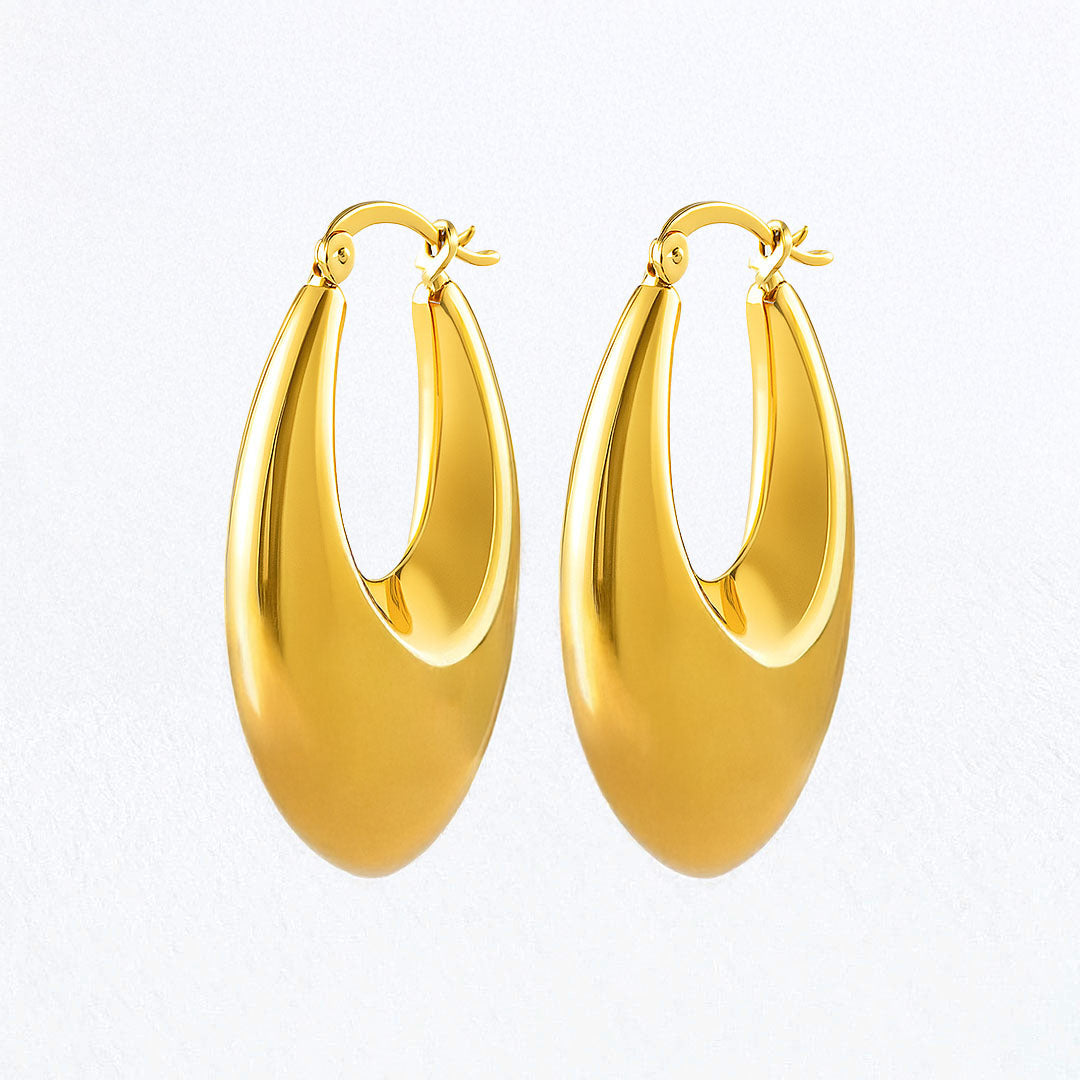 Boucles d'Oreilles Vela - Créoles acier inoxydable - Couleur or