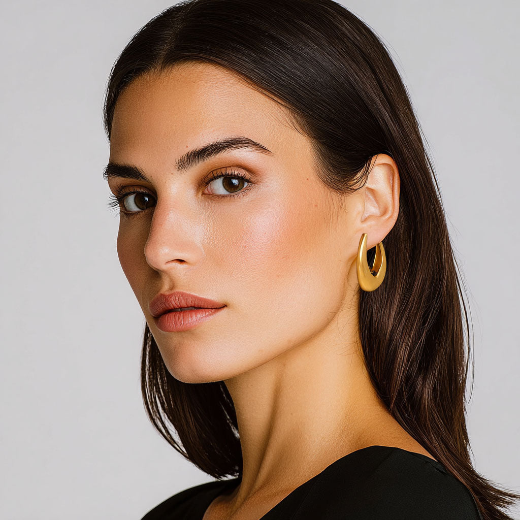 Boucles d'Oreilles Vela - Créoles acier inoxydable - Couleur or