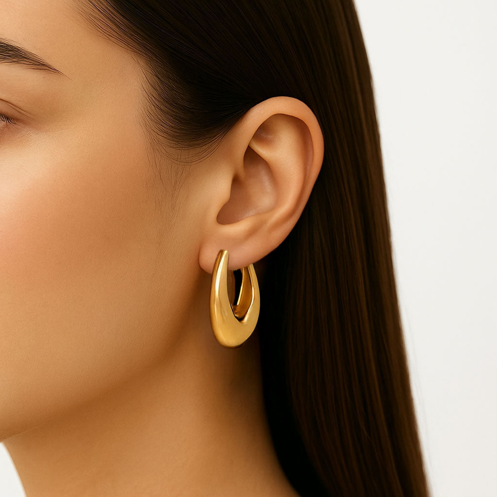 Boucles d'Oreilles Vela - Créoles acier inoxydable - Couleur or