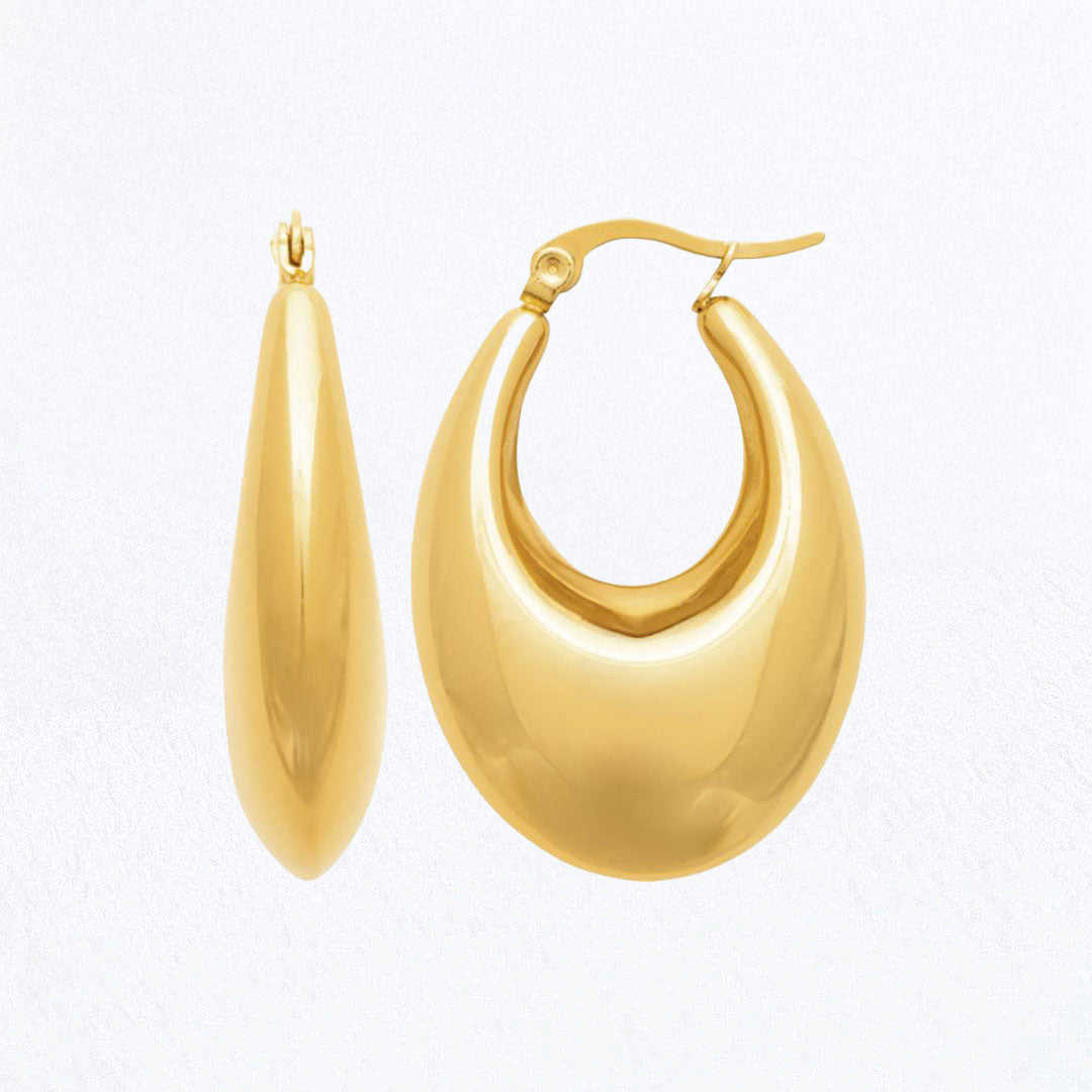 Boucles d'Oreilles Vela - Créoles acier inoxydable - Couleur or
