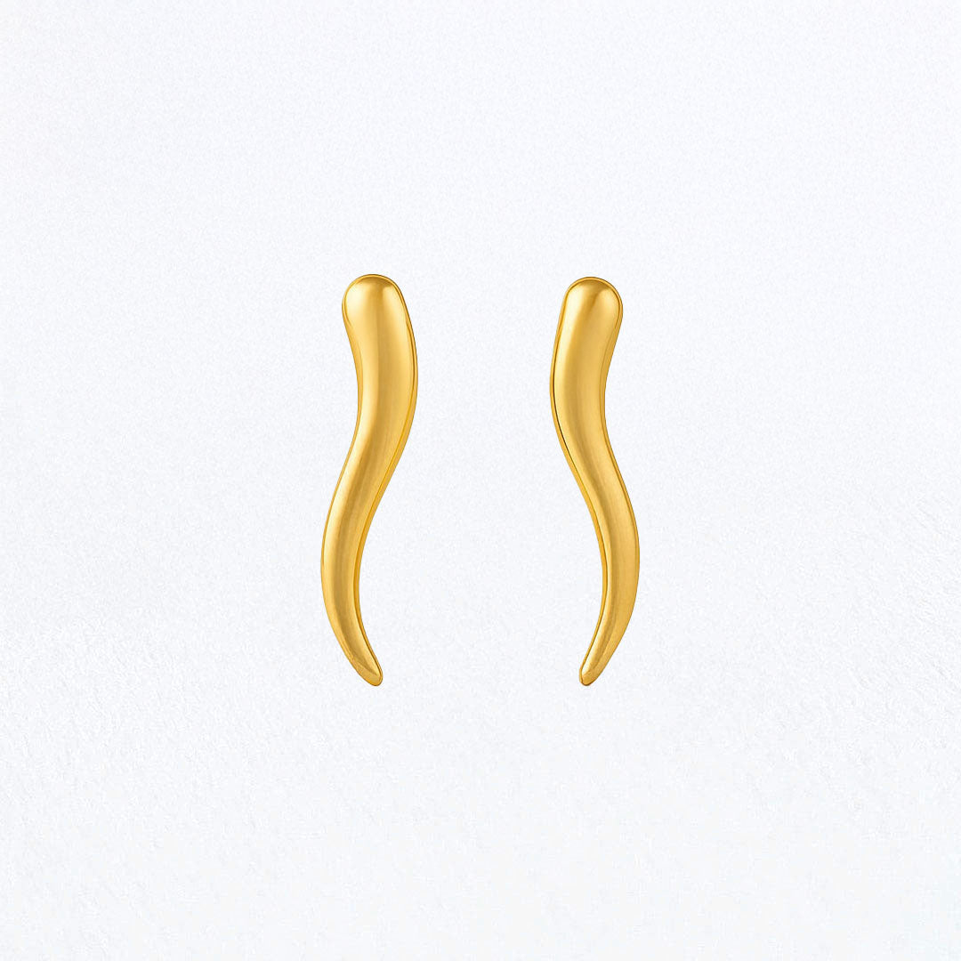 Boucles d'Oreilles Wave - Acier inoxydable - Couleur or