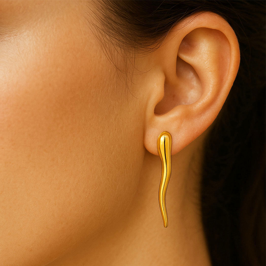 Boucles d'Oreilles Wave - Acier inoxydable - Couleur or