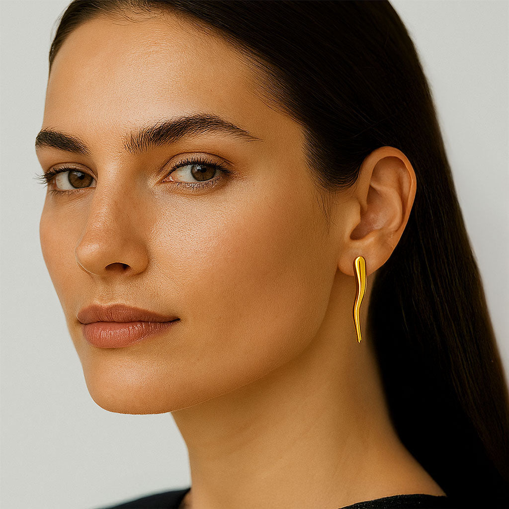Boucles d'Oreilles Wave - Acier inoxydable - Couleur or