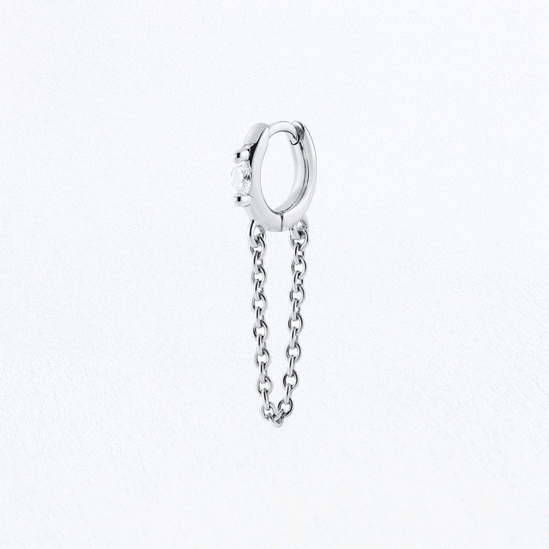 Boucle d'oreille chaine argent Solenne 1