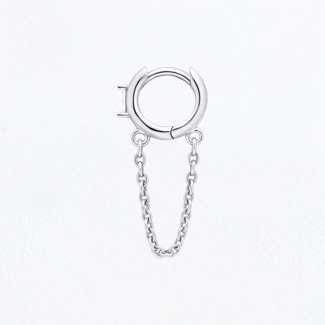 Boucle d'oreille chaine argent Solenne 3
