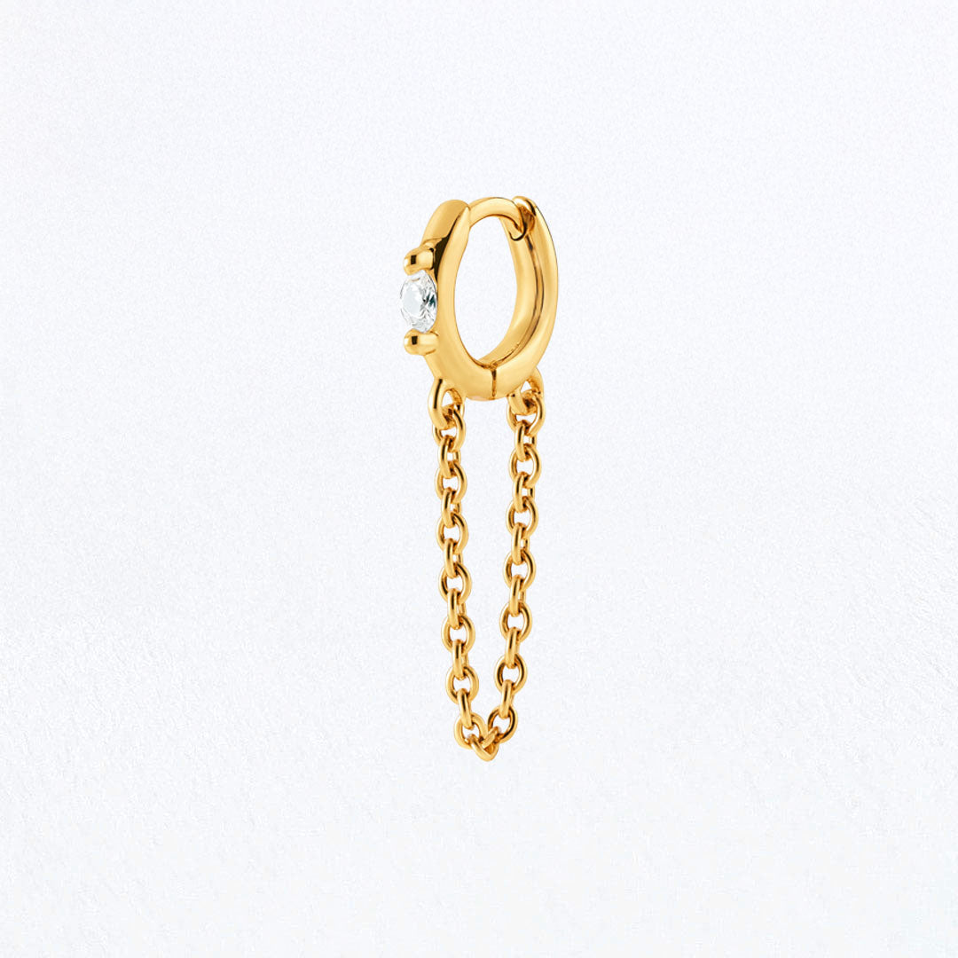 Boucle d'Oreille Chaine Solenne - Plaqué Or 18K et Zirconium