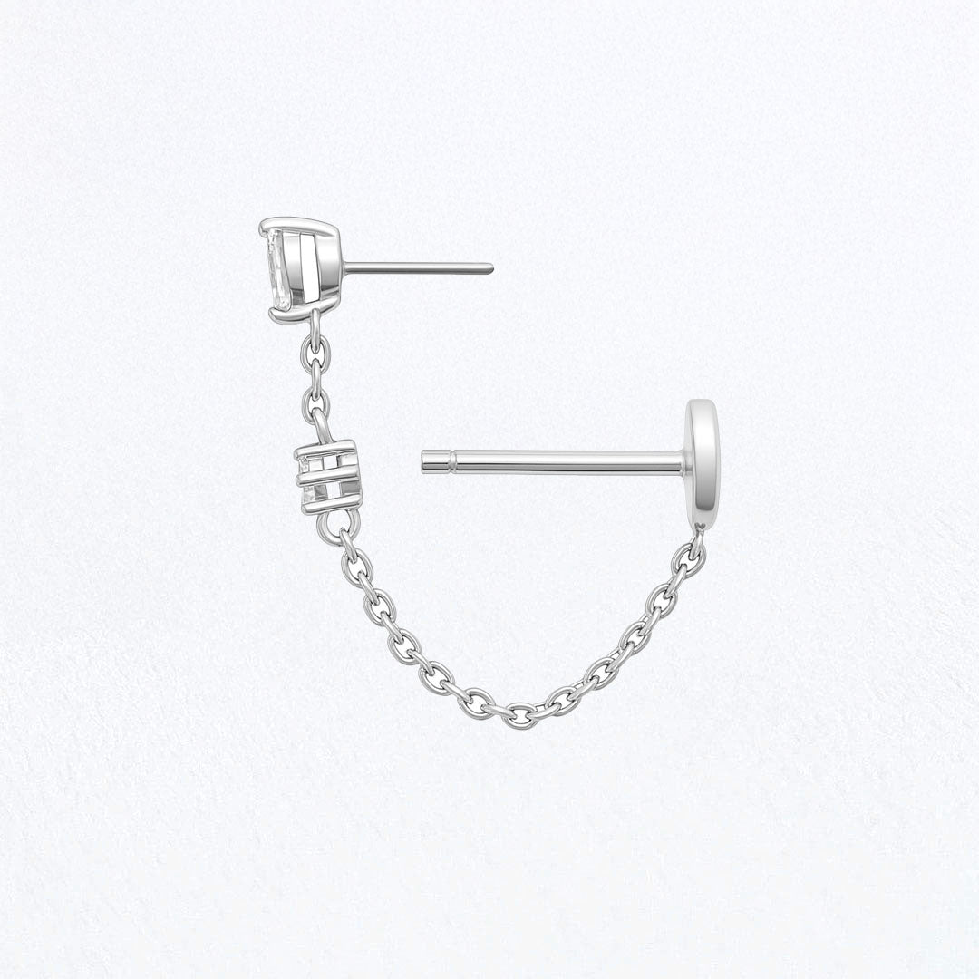 Boucle d'oreille chaîne argent Victoria 3