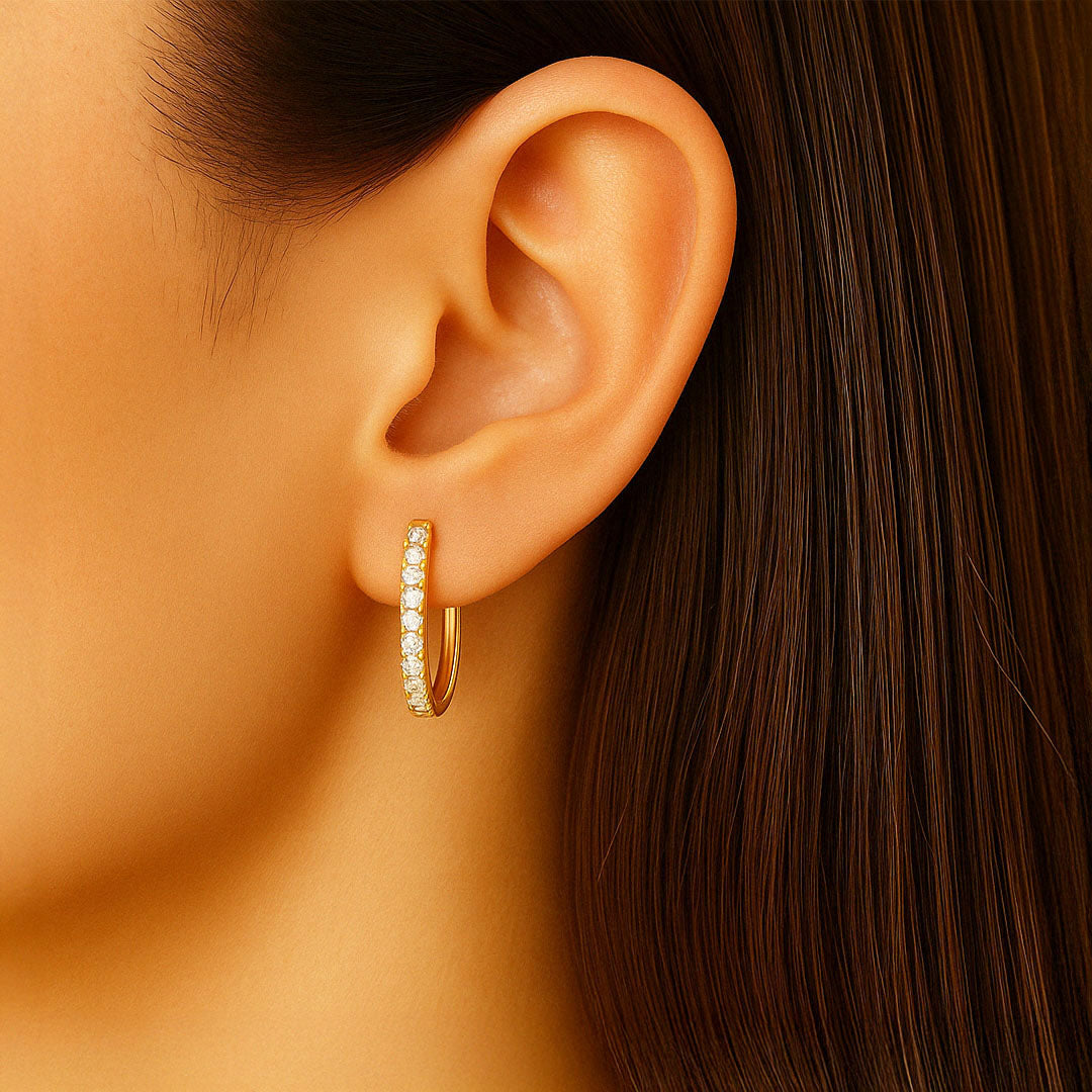Boucle d'oreille individuelle plaqué or 18K zirconium 1,4 cm Ava Bellaime 2