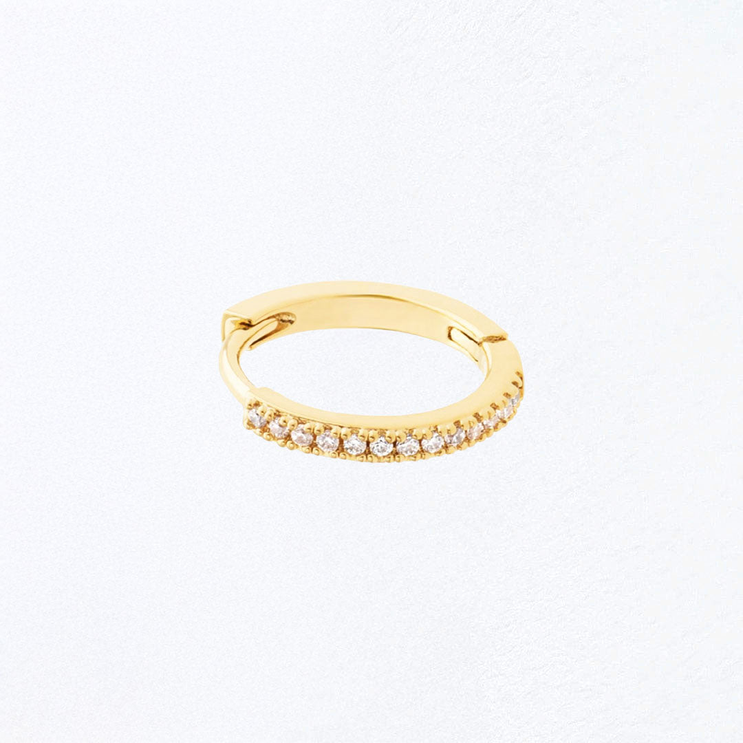 Boucle d'oreille individuelle plaqué or 18K zirconium 1,4 cm Ava Bellaime 3