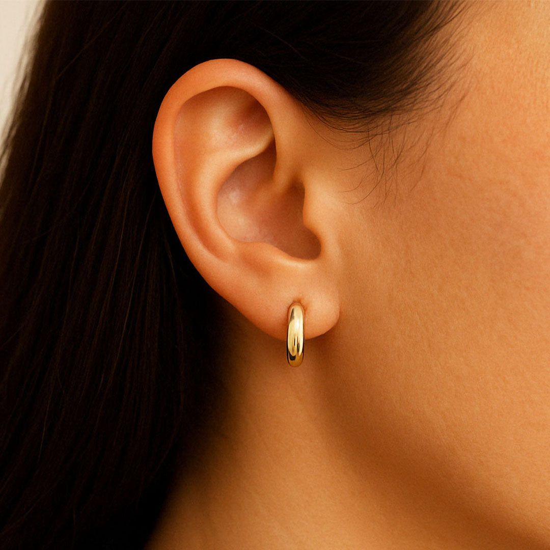 Boucle d'oreille individuelle plaqué or 18K zirconium 1 cm Laury Bellaime