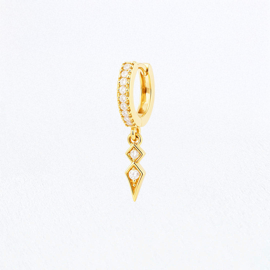 Boucle d'oreille individuelle Louna - Plaqué Or 18K et Zirconium - 1 cm