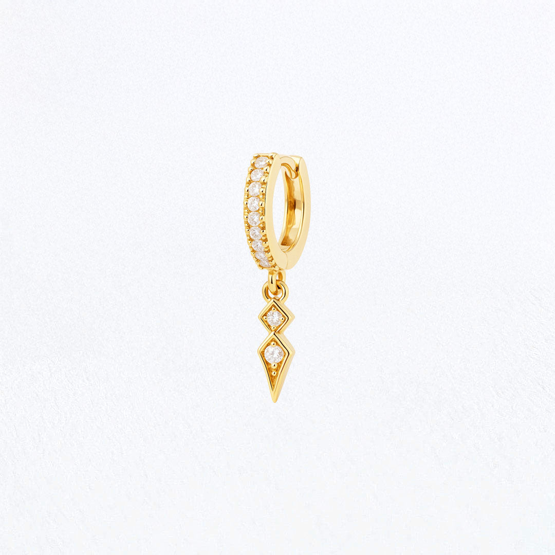 Boucle d'oreille individuelle plaqué or 18K zirconium 1 cm Louna Bellaime