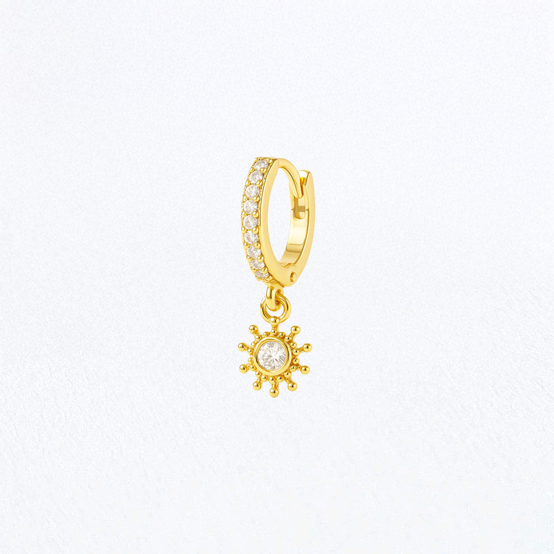 Boucle d'oreille individuelle plaqué or 18K zirconium 1 cm Sun Bellaime