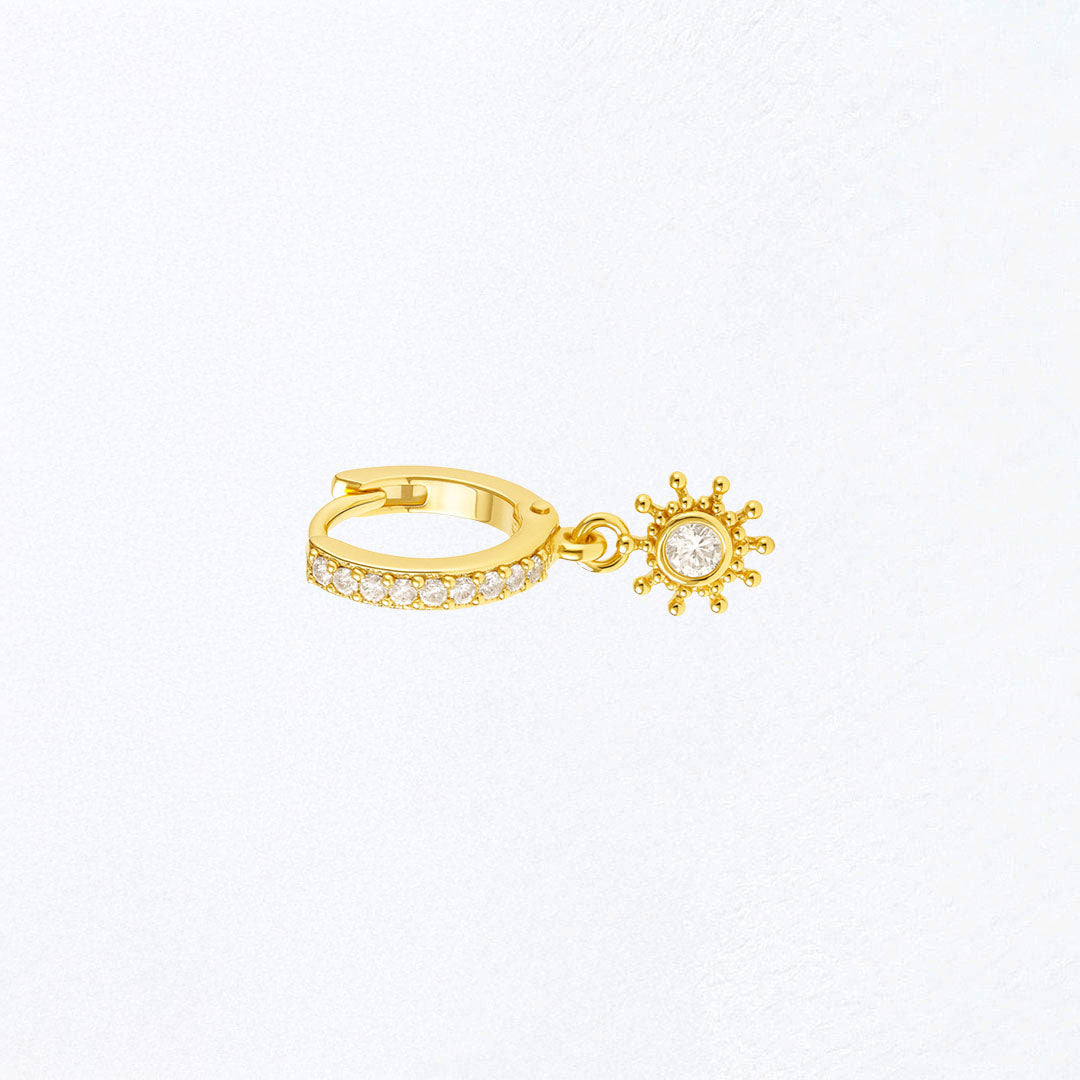 Boucle d'oreille individuelle plaqué or 18K zirconium 1 cm Sun Bellaime 3