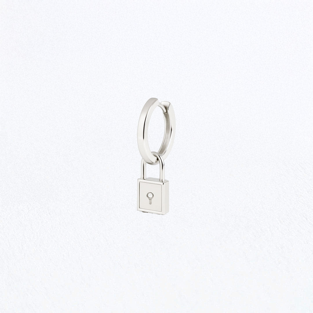 Boucle d'oreille cadenas argent 925 zirconium individuelle 1,2 cm The Secret Bellaime