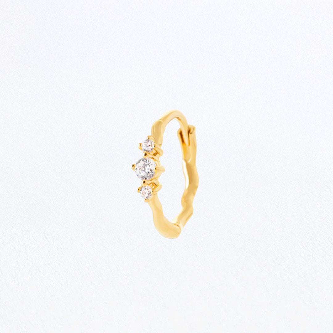 Boucle d'oreille individuelle plaqué or 18K zirconium 1,5 cm Rachelle Bellaime
