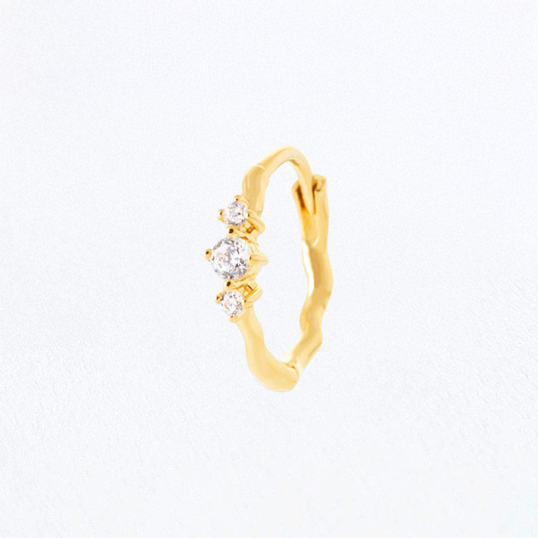 Boucle d'oreille individuelle Rachelle - Plaqué Or 18K et Zirconium - 1,5 cm