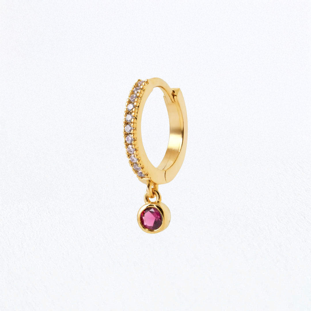 Boucle d'oreille individuelle Hilona - Plaqué Or 18K et Zirconium - 1,2 cm