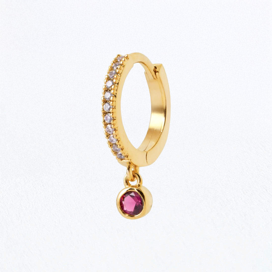 Boucle d'oreille individuelle plaqué or 18K zirconium 1,2 cm Hilona Bellaime 4