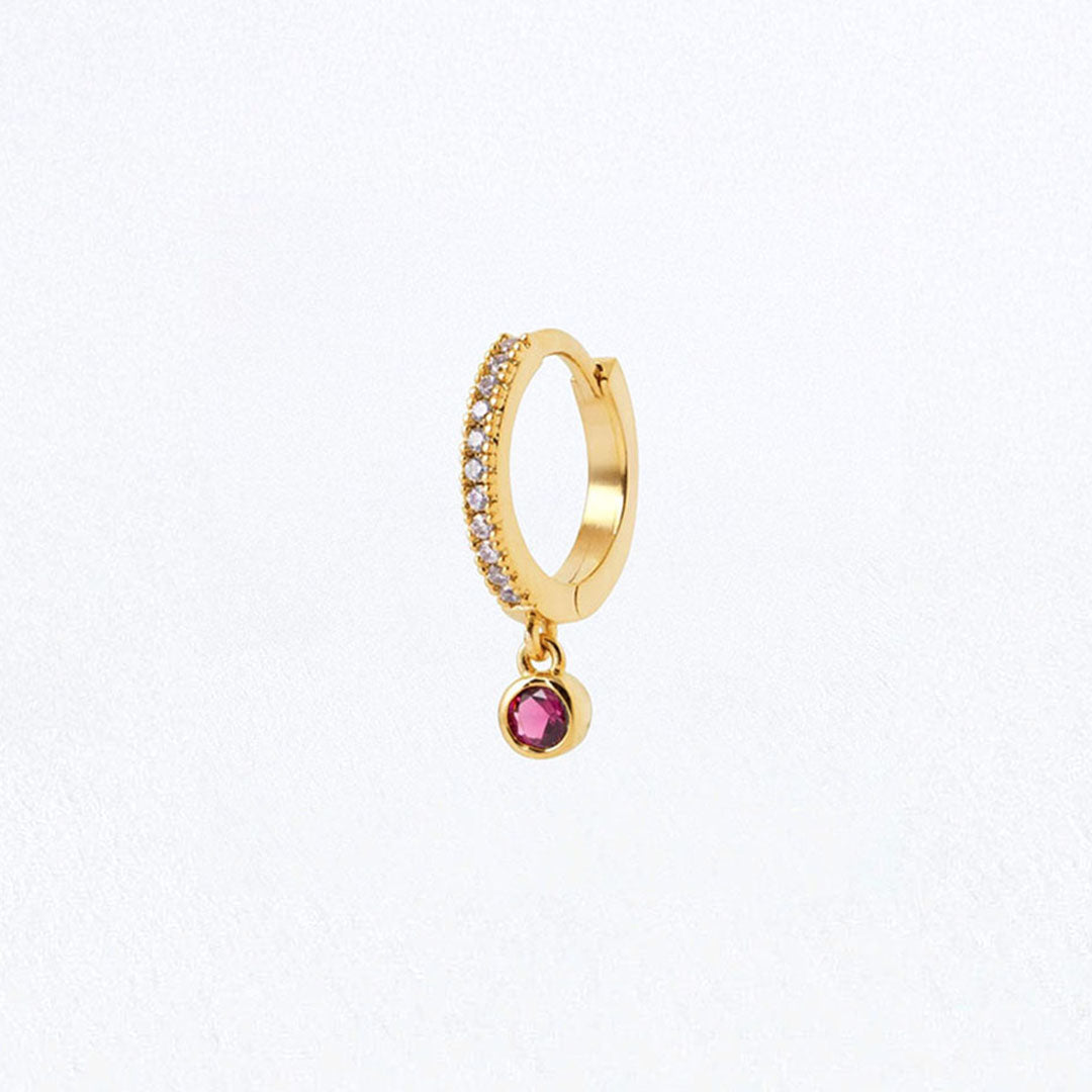 Boucle d'oreille individuelle plaqué or 18K zirconium 1,2 cm Hilona Bellaime