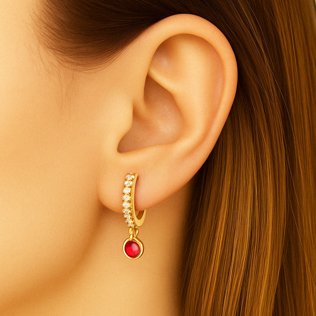 Boucle d'oreille individuelle plaqué or 18K zirconium 1,2 cm Hilona Bellaime 2