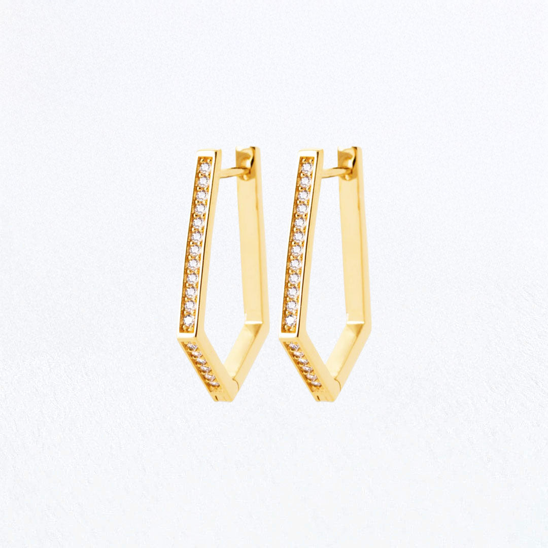 Boucles d'oreilles créoles plaqué or 18K zirconium 2,5 cm Contemplation Bellaime
