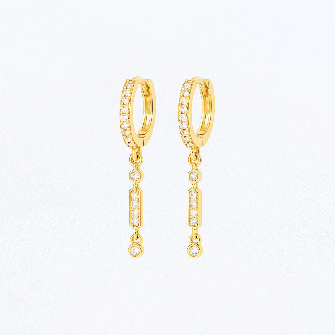 Boucles d'oreilles pendantes plaqué or 18K zirconium 2,5 cm Affinity Bellaime