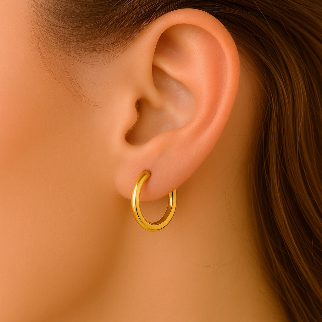 Boucles d'oreilles créoles plaqué or 18K 1 cm Basic & Perfect Bellaime 2
