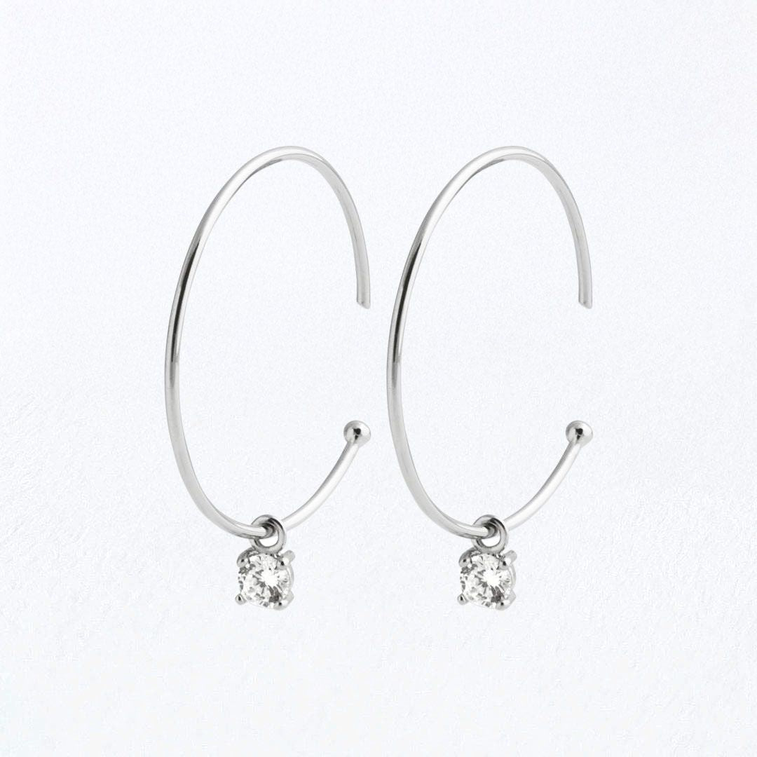 Boucles d'oreilles créoles argent 925 zirconium 3 cm Go Girl Bellaime