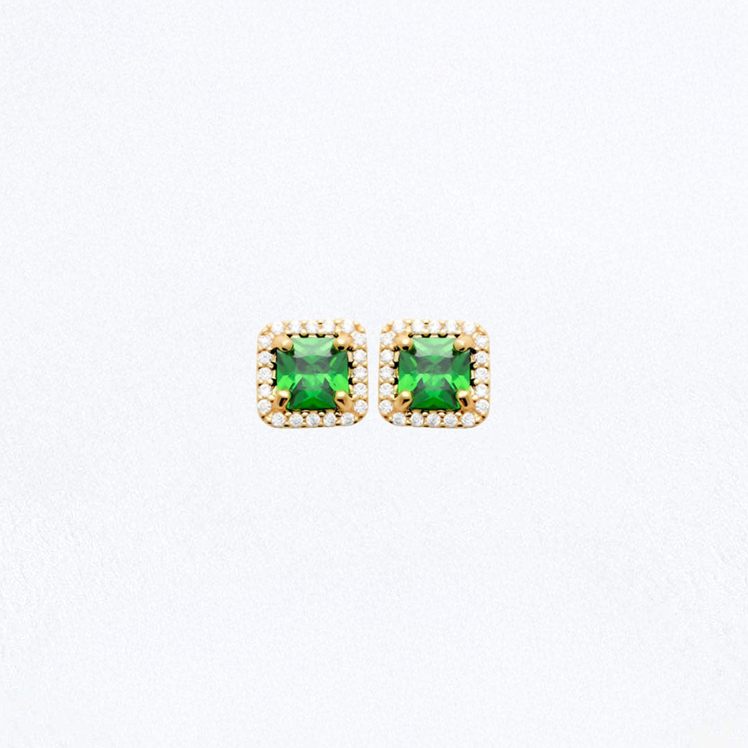 Boucle d'oreille vert puce plaqué or 18K zirconium Keira Bellaime