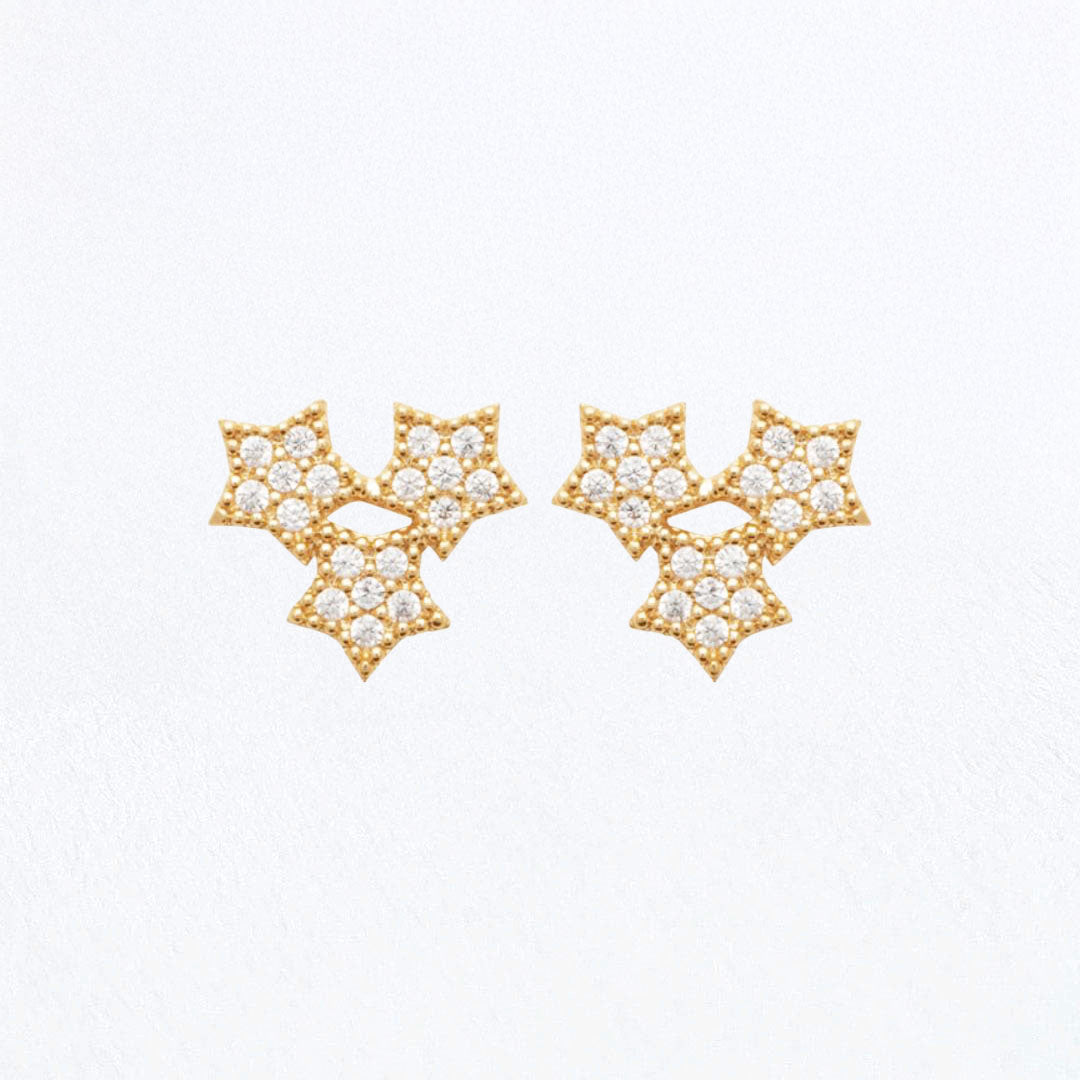 Puces d'oreilles etoile plaqué or 18K zirconium The Magic Bellaime 2