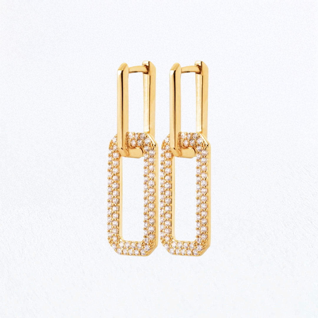 Boucles d'oreilles creole plaqué or 18K zirconium 3 cm Union Bellaime