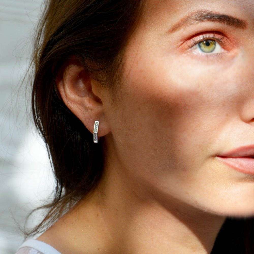 Boucles d'oreilles créoles argent 925 zirconium 1,5 cm Baby Geo Bellaime 2