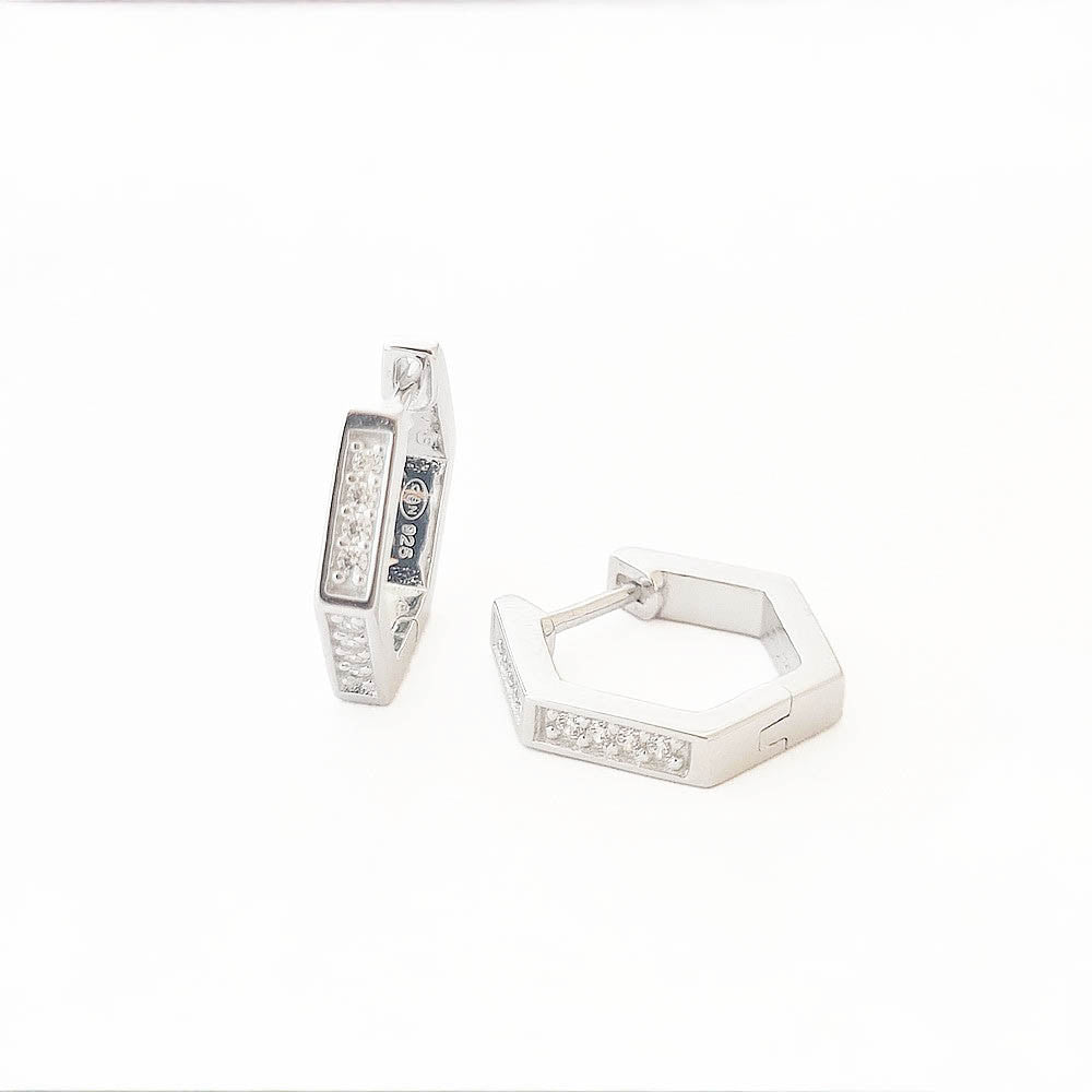 Boucles d'oreilles créoles argent 925 zirconium 1,5 cm Baby Geo Bellaime 3