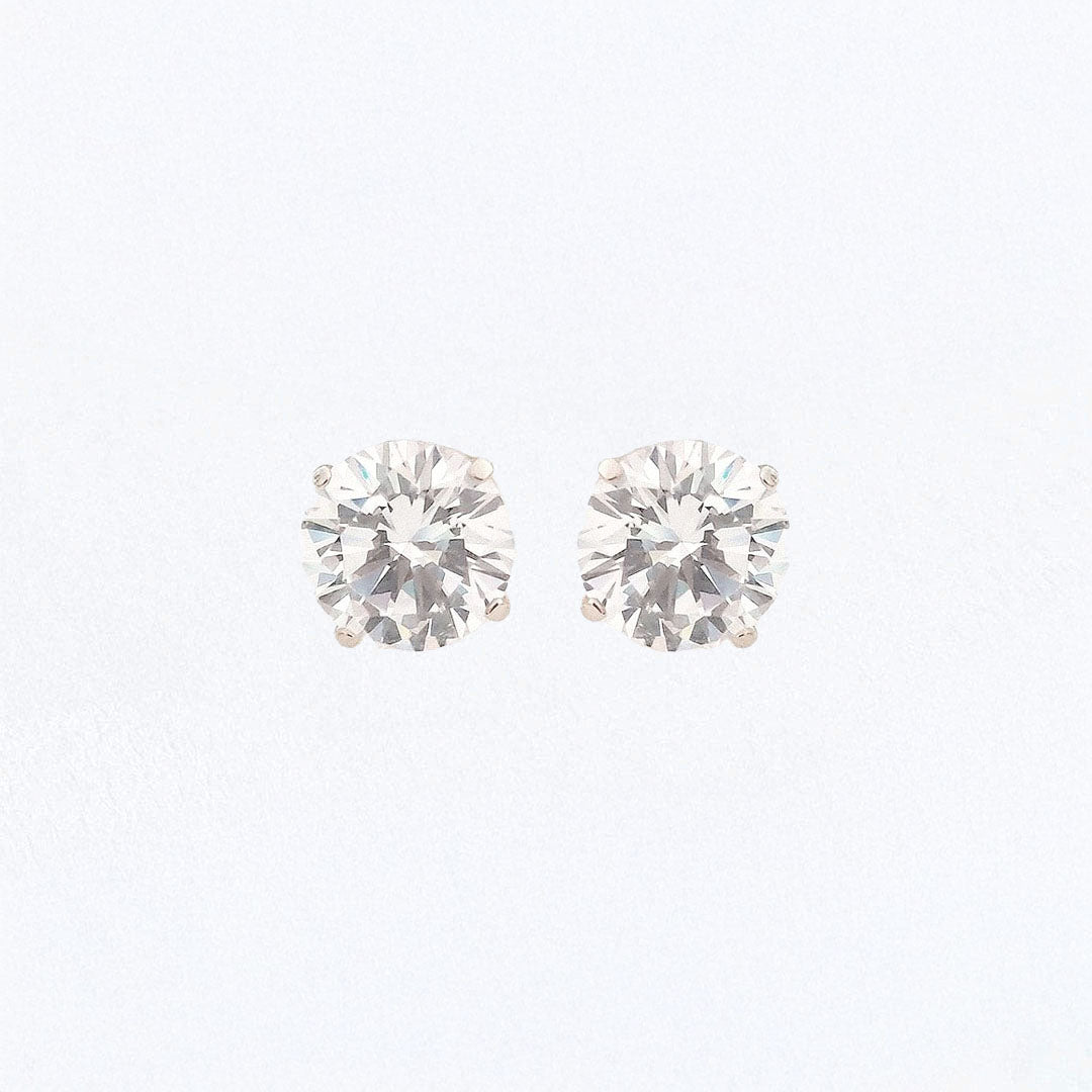 Boucle d'oreille puce argent 925 zirconium 8 mm Basic & Perfect Bellaime