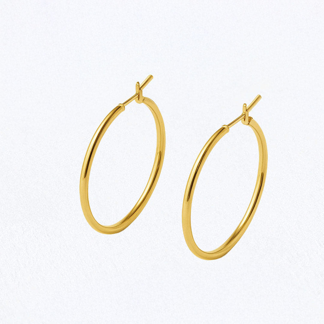 Boucles d'oreilles créoles plaqué or 18K 3 cm Basic & Perfect Bellaime 2