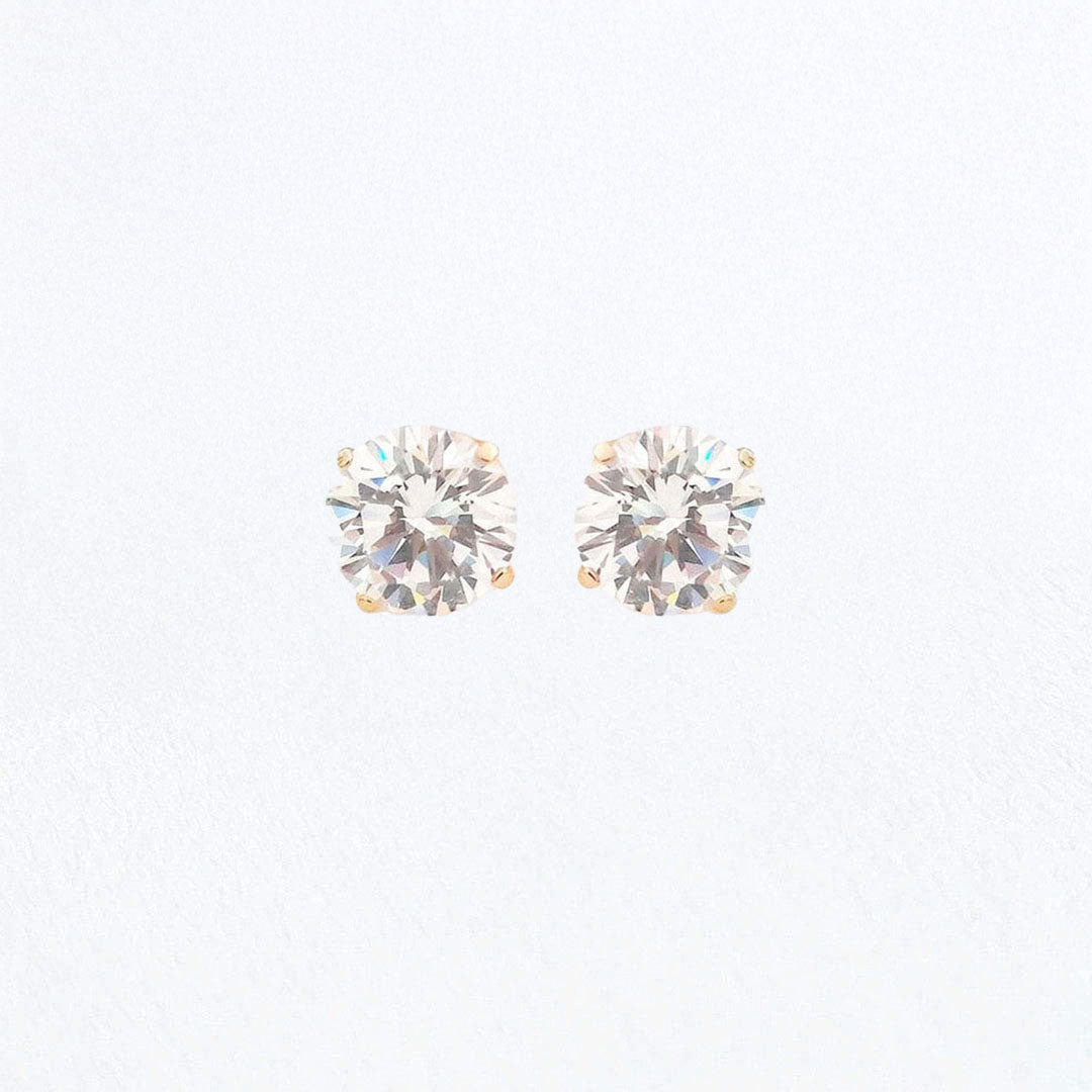 Puces d'Oreilles Basic & Perfect - Plaqué Or 18K et Zirconium - 4 mm