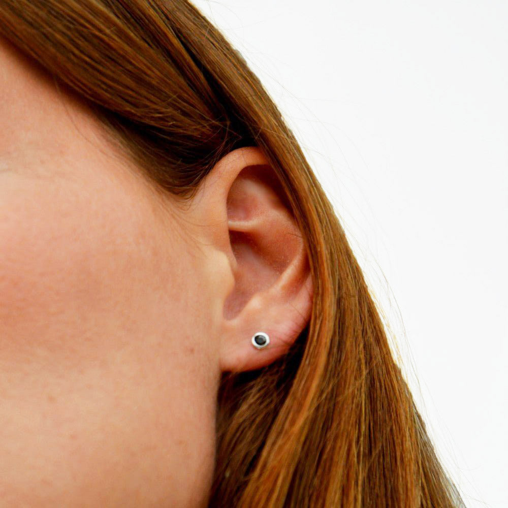 Boucle d'oreille noir femme argent 925 Black Mania 2