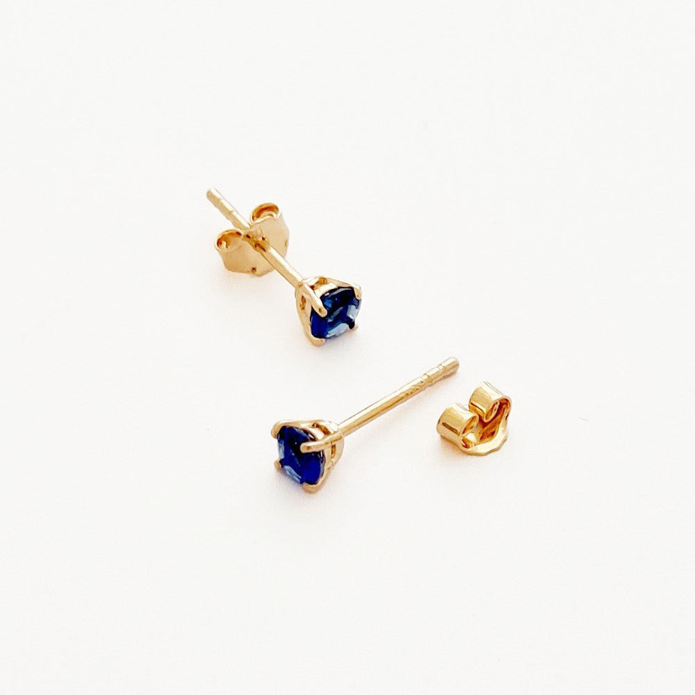 Boucle d'oreille puce bleu plaqué or 18K zirconium Blue Mania 3